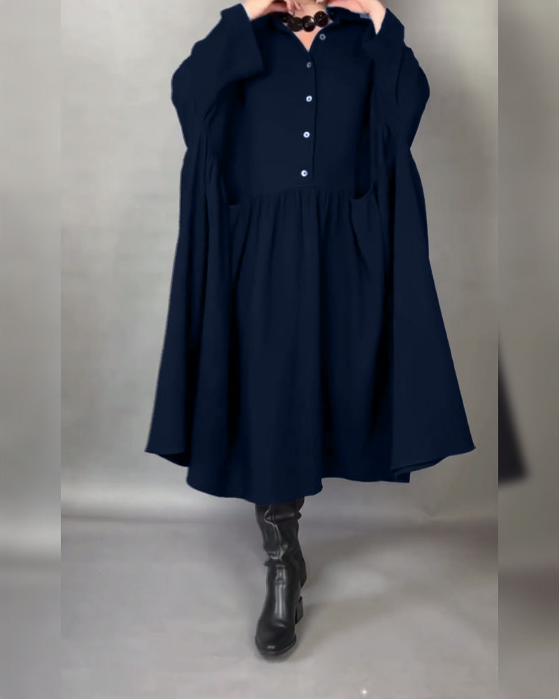 Marcelline™ Oversized A-Line Button-Collar Dress