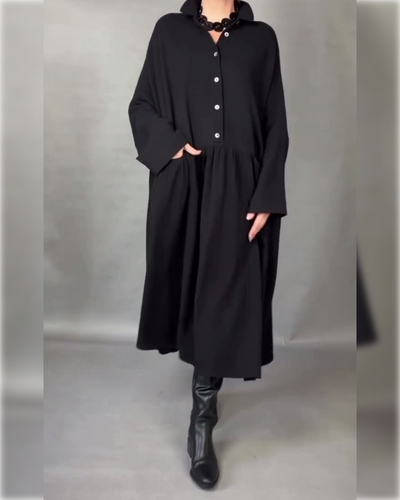 Marcelline™ Oversized A-Line Button-Collar Dress