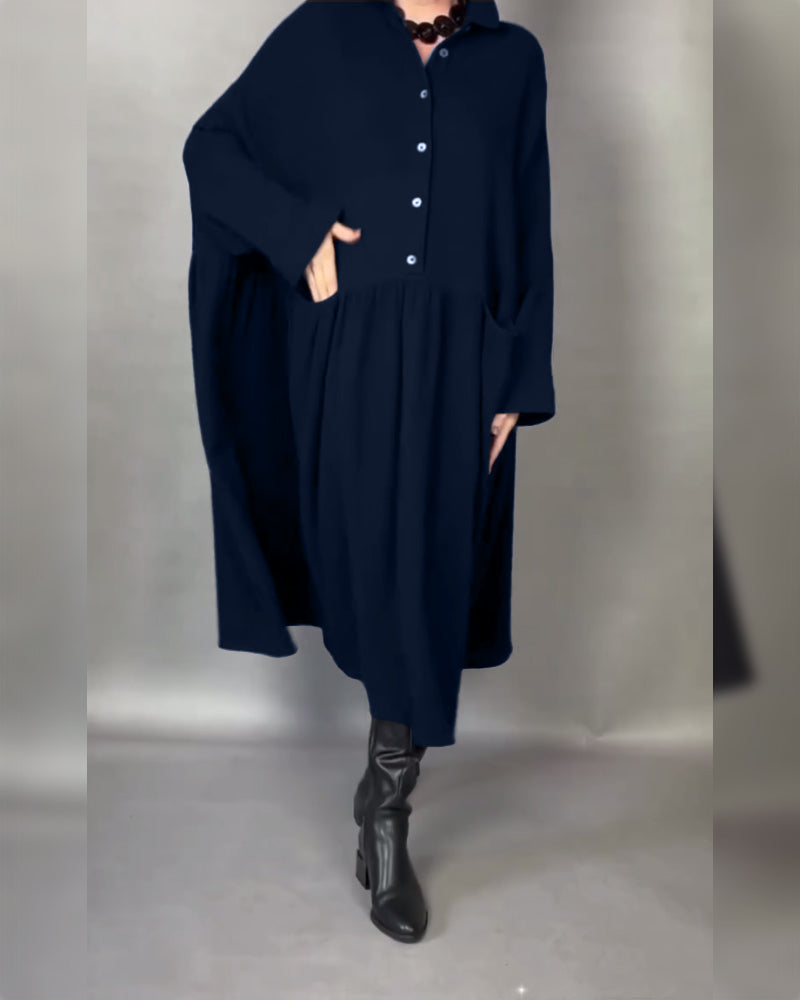 Marcelline™ Oversized A-Line Button-Collar Dress