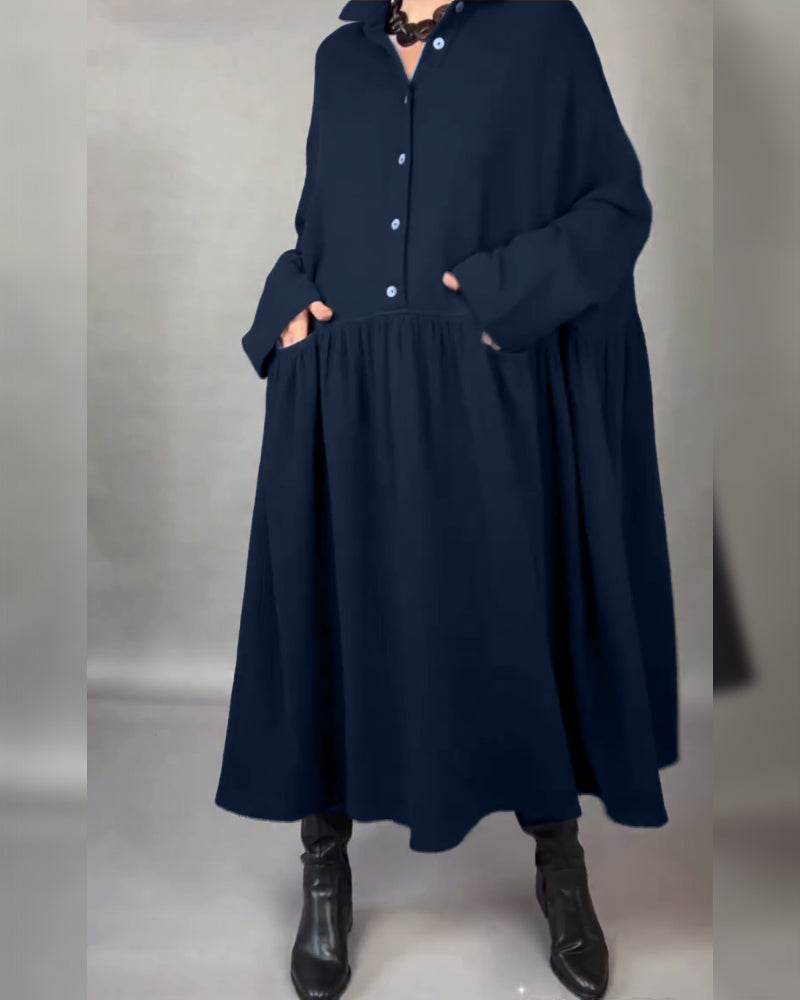 Marcelline™ Oversized A-Line Button-Collar Dress