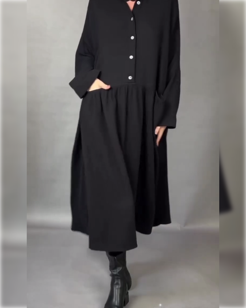 Marcelline™ Oversized A-Line Button-Collar Dress