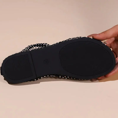 MIO™ | Crystal Rhinestone Flat Sandals