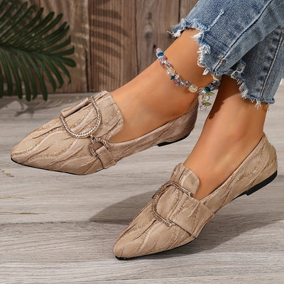 GraceGleam™ Women’s Rhinestone Sole Slip-On Flats