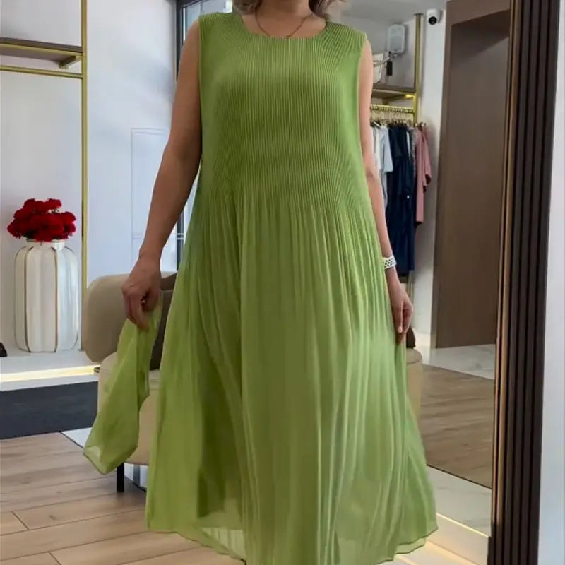 Elenora™ | Sleeveless Pleated Chiffon Dress