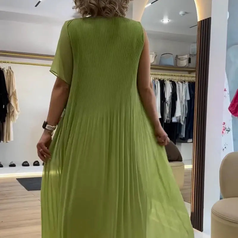 Elenora™ | Sleeveless Pleated Chiffon Dress